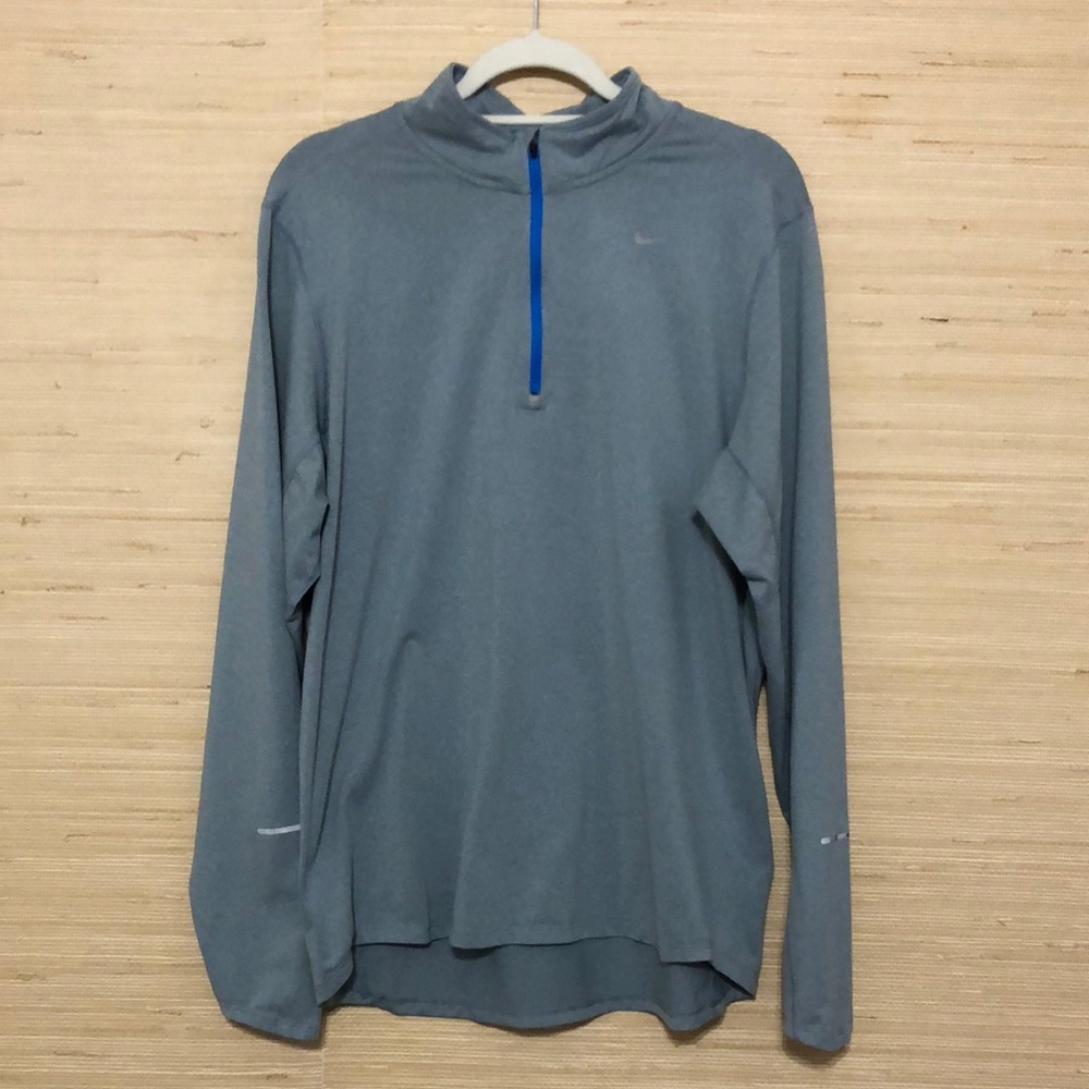 Nike Men's Blue Gray 1/4 zip Dri-Fit Pullover Running Athletic Sweater sz Large